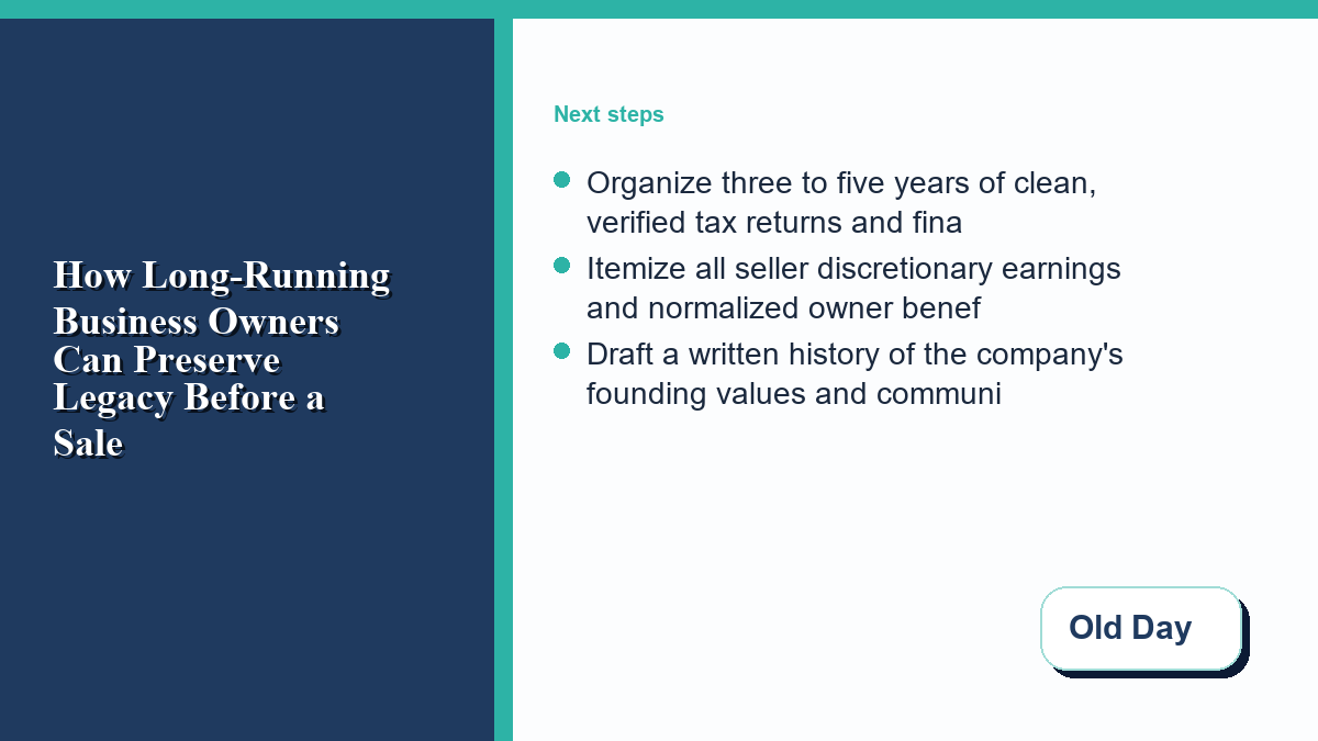 How Long-Running Business Owners Can Preserve Legacy Before a Sale support visual 2