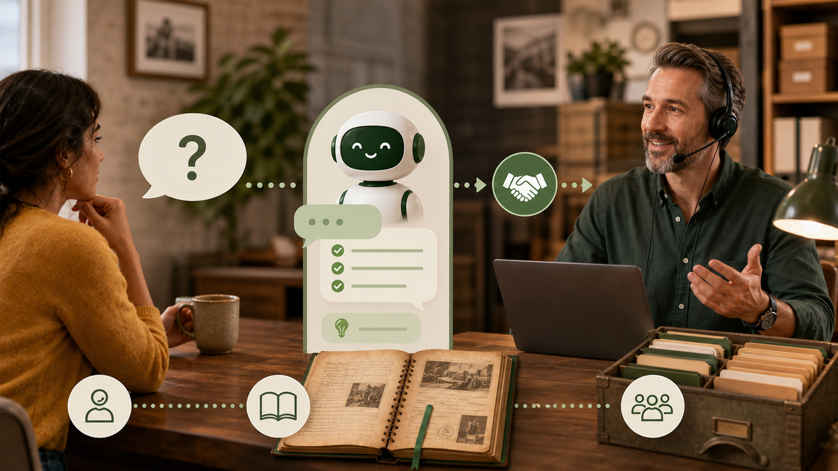Flowchart demonstrating the seamless handoff process from chatbot to human staff.